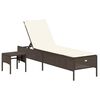 vidaXL Chaise longue avec table et coussin marron r&eacute;sine tress&eacute;e