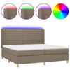 vidaXL Sommier &agrave; lattes de lit matelas et LED Taupe 200x200 cm Tissu