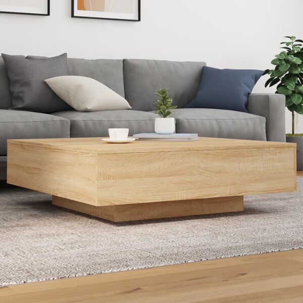 vidaXL Table basse avec lumi&egrave;res LED ch&ecirc;ne sonoma 100x100x31 cm