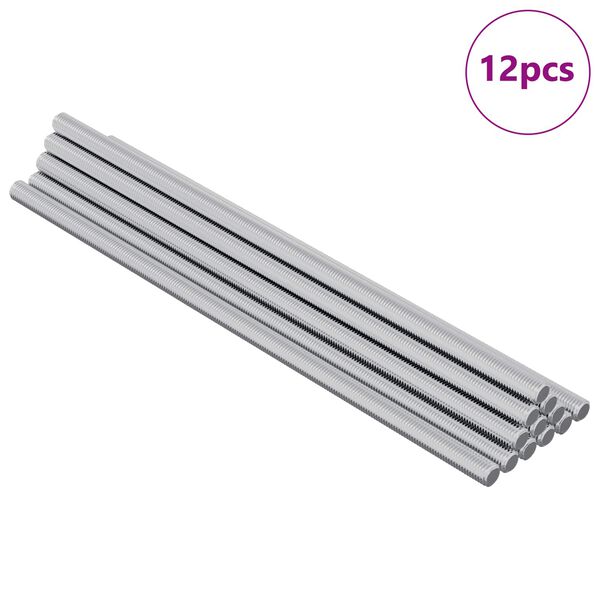 vidaXL Tige filet&eacute;e 12 pcs Argent&eacute; 6 x 170 mm Acier