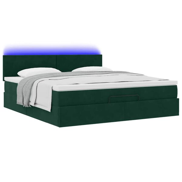 VidaXL Cadre de lit ottoman avec matelas vert fonc&eacute; 180x200 cm velours