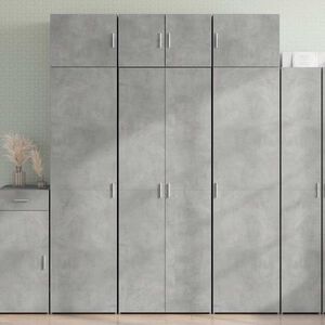 vidaXL Buffet haut gris b&eacute;ton 70x42,5x185 cm bois d'ing&eacute;nierie