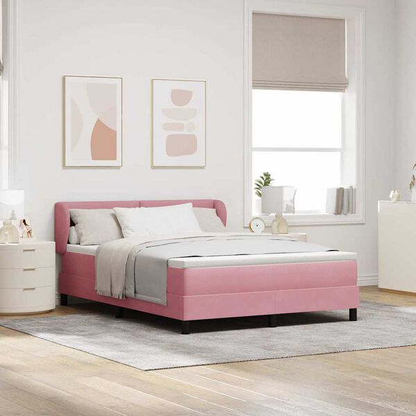 vidaXL Lit &agrave; ressorts avec matelas Rose 160 x 200 cm Velours