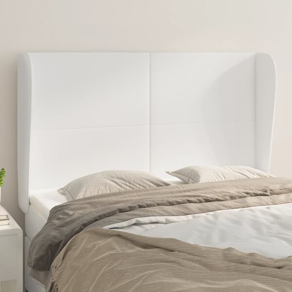 vidaXL T&ecirc;te de lit avec oreilles Blanc 147x23x118/128 cm Similicuir