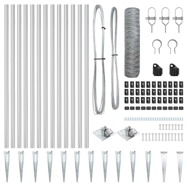 vidaXL Poteau de clôture. Argenté 25 x 1 m (treillis de 36 mm) Acier