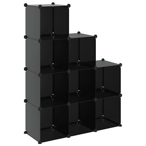 vidaXL Cubes de rangement 9 pcs Noir PP