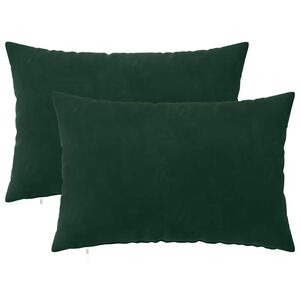 vidaXL Coussin avec oreiller HEERLEN 2 pi&egrave;ces Vert fonc&eacute; Velours