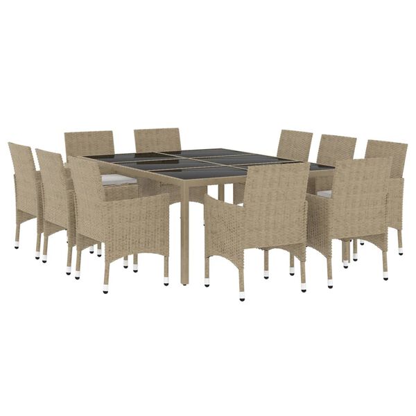 vidaXL Ensemble &agrave; manger de jardin 11pcs R&eacute;sine tress&eacute;e Beige