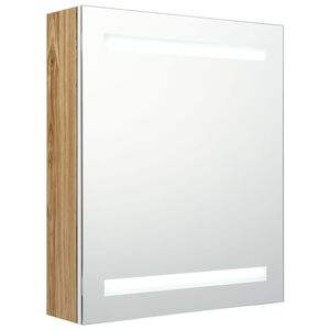 vidaXL Armoire de salle de bain &agrave; miroir &agrave; LED blanc et ch&ecirc;ne
