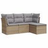 vidaXL Salon de jardin avec coussins 4 pcs beige r&eacute;sine tress&eacute;e