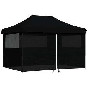 vidaXL Tente de r&eacute;ception pliable escamotable 4 parois lat&eacute;rales noir