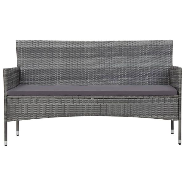 vidaXL Salon de jardin 4 pcs avec coussins résine tressée gris