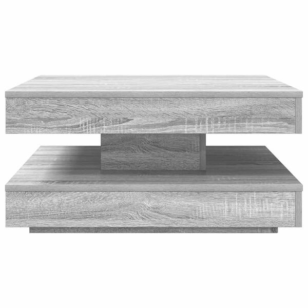 vidaXL Table basse rotative à 360 degrés sonoma gris 70x70x34,5 cm