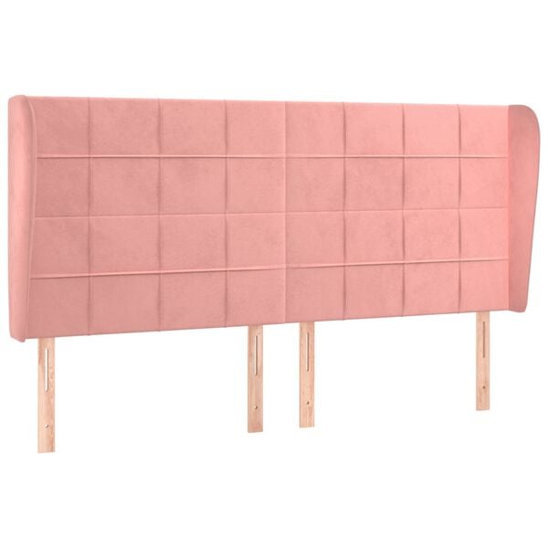 vidaXL T&ecirc;te de lit avec oreilles Rose 183x23x118/128 cm Velours