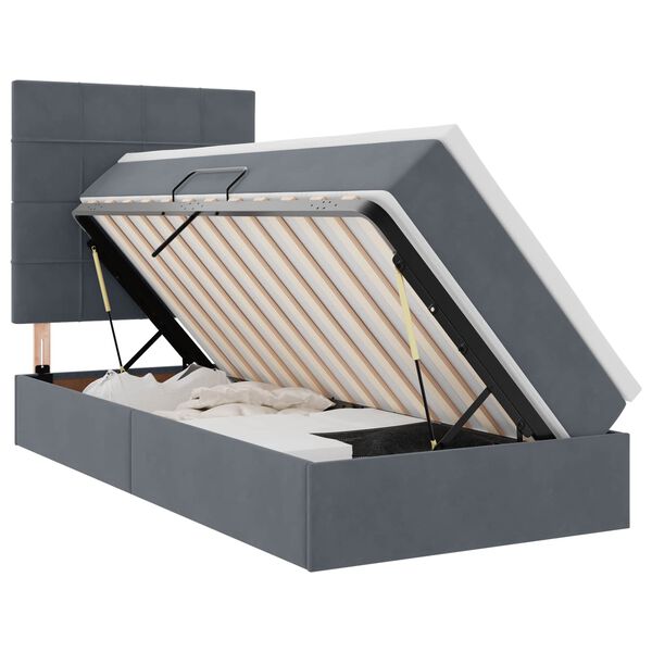 vidaXL Lit avec rangement et matelas Gris fonc&eacute; 90 x 190 cm Velours
