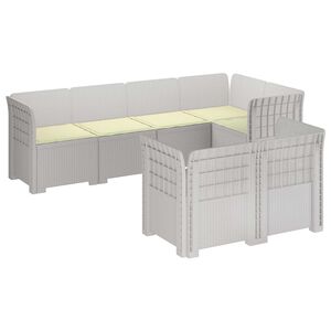 vidaXL Canap&eacute; de Jardin 7 Places avec Coussins Look Rattan PP Blanc