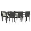 vidaXL Ensemble &agrave; manger de jardin coussins 7pcs Noir R&eacute;sine tress&eacute;e
