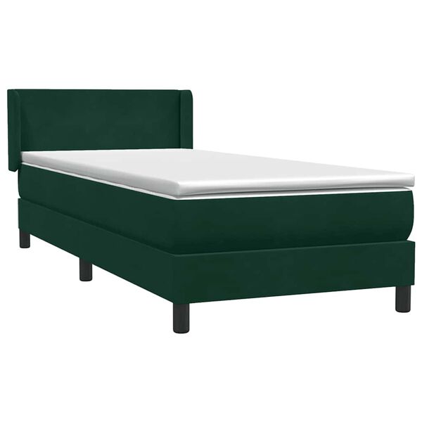 vidaXL Sommier &agrave; lattes de lit et matelas vert fonc&eacute; 90x220 cm velours