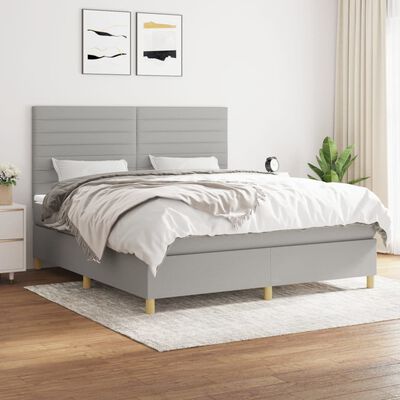 vidaXL Sommier à lattes de lit avec matelas Gris clair 180x200cm Tissu