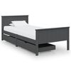 vidaXL Cadre de lit avec 2 tiroirs Gris fonc&eacute; Pin massif 100x200 cm