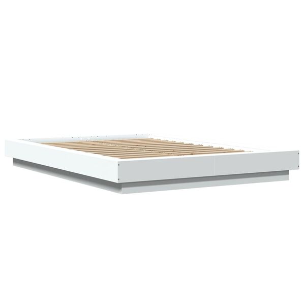 vidaXL Cadre de lit avec lumières LED sans matelas blanc 135x190 cm