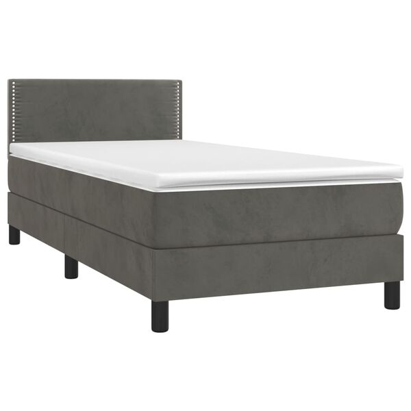 vidaXL Sommier &agrave; lattes de lit avec matelas et LED Gris fonc&eacute; 80x200cm