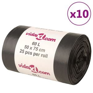 vidaXL Sacs poubelles 250 pcs noir 60 L