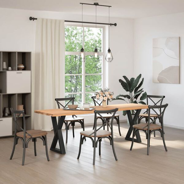 vidaXL Pieds de table &agrave; manger 2 pi&egrave;ces Noir 50 x (72-73,3) cm Acier