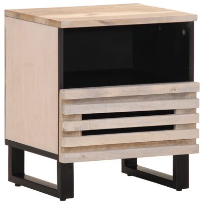 vidaXL Table de chevet 40x34x46 cm bois de manguier massif blanchi