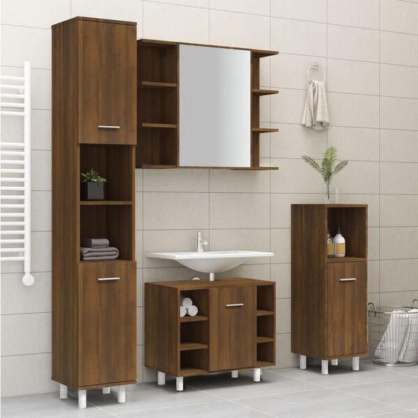 vidaXL Armoire de bain Chêne marron 30x30x179 cm Bois d'ingénierie