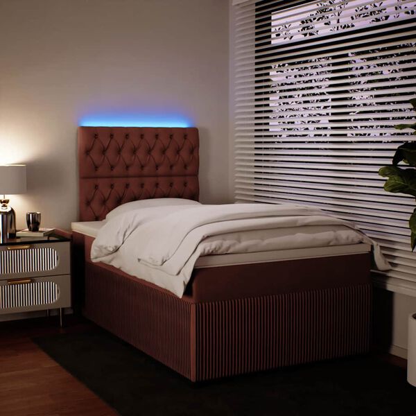 vidaXL Sommier &agrave; lattes de lit avec matelas rose 120x190 cm velours