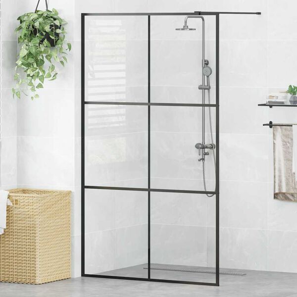 vidaXL Paroi de douche avec verre ESG transparent 115x195 cm Noir
