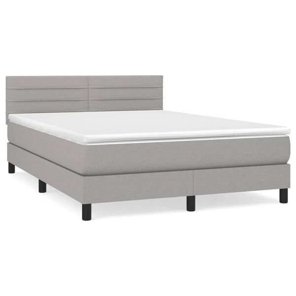 vidaXL Sommier &agrave; lattes de lit avec matelas Gris clair 140x200cm Tissu