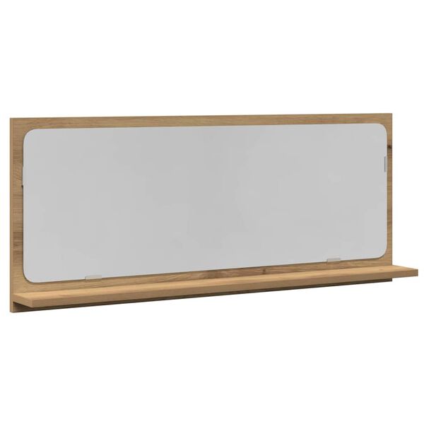 vidaXL &Eacute;tag&egrave;re Miroir avec &eacute;tag&egrave;re ch&ecirc;ne artisanal 90 x 10,5 x 37 cm