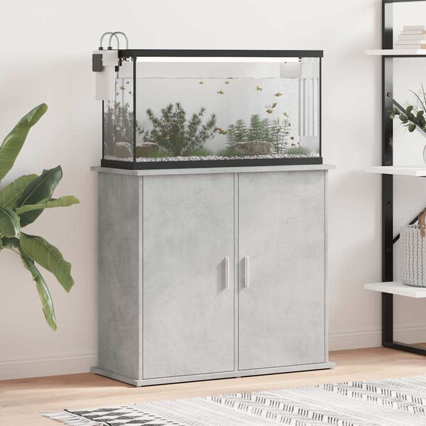 vidaXL Support d'aquarium en béton gris 81 x 36 x 73 cm Bois d'ingénierie
