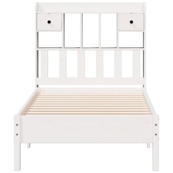 vidaXL Lit bibliothèque sans matelas blanc 90x200cm bois de pin massif