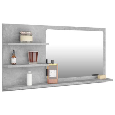 vidaXL Miroir de salle de bain Gris béton 90x10,5x45 cm Aggloméré