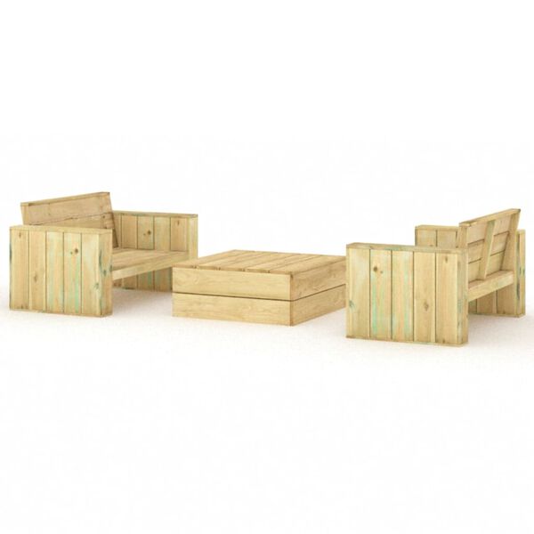 vidaXL Salon de jardin 3 pcs Bois massif de pin impr&eacute;gn&eacute;