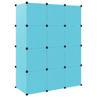 vidaXL Armoire de rangement pour enfants avec 12 cubes Bleu PP