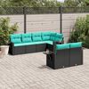 vidaXL Salon de jardin 7 pcs avec coussins noir r&eacute;sine tress&eacute;e