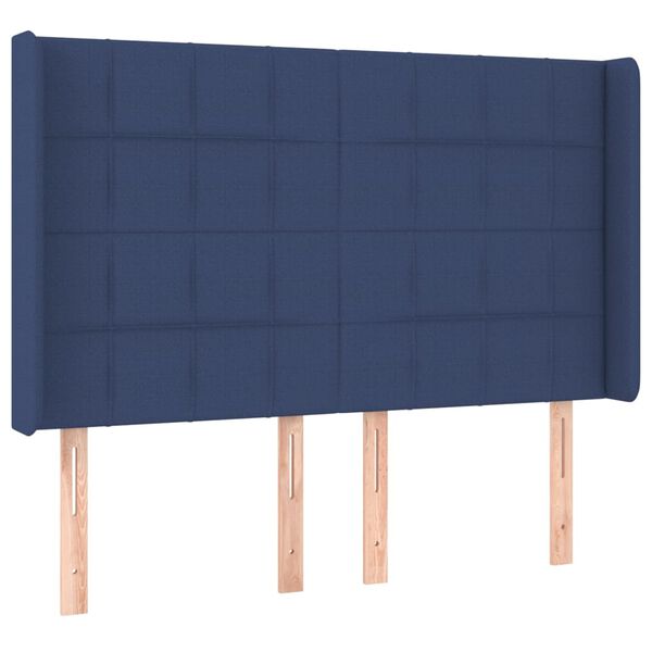 vidaXL T&ecirc;te de lit avec oreilles Bleu 147x16x118/128 cm Tissu