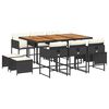 vidaXL Ensemble &agrave; manger de jardin 11 pcs coussins noir r&eacute;sine tress&eacute;e