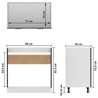 vidaXL Armoire de plancher d'évier Noir 80x46x81,5 cm Aggloméré