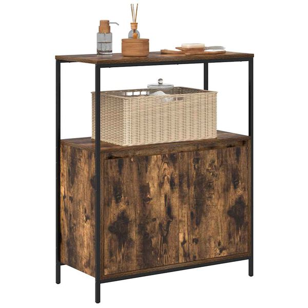 vidaXL Meuble de salle de bain avec &eacute;tag&egrave;res ch&ecirc;ne fum&eacute; 76,5x35x95 cm