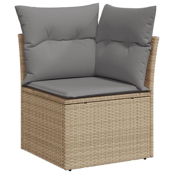 vidaXL Salon de jardin avec coussins 4pcs mélange beige résine tressée