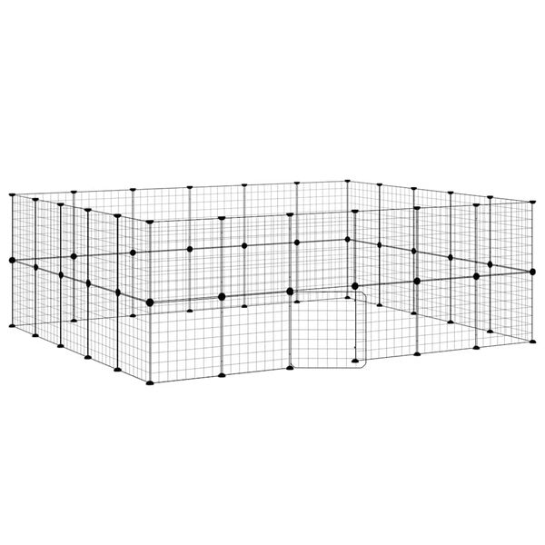 vidaXL Cage animaux de compagnie à 44 panneaux et porte Noir 35x35 cm