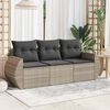 vidaXL Salon de jardin avec coussins 3 pcs gris clair r&eacute;sine tress&eacute;e