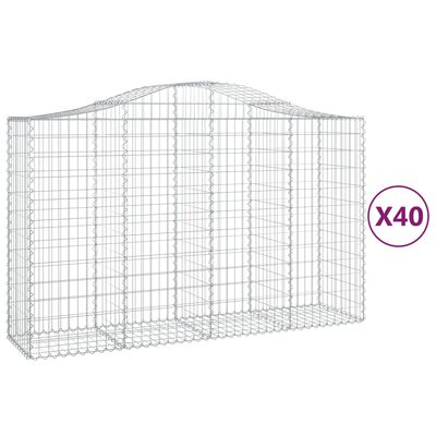 vidaXL Paniers à gabions arqués 40 pcs 200x50x120/140 cm Fer galvanisé