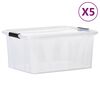 vidaXL Bo&icirc;tes de rangement avec couvercles 5 pcs Transparent 32 L