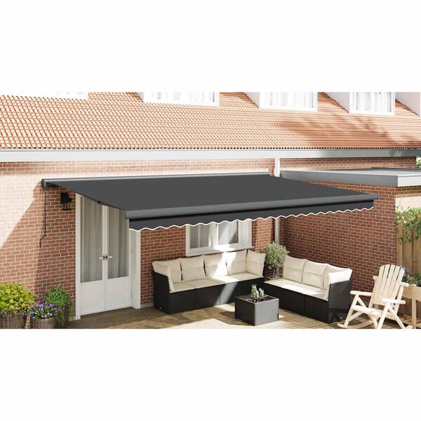 vidaXL Auvent r&eacute;tractable anthracite 5x3 m tissu et aluminium